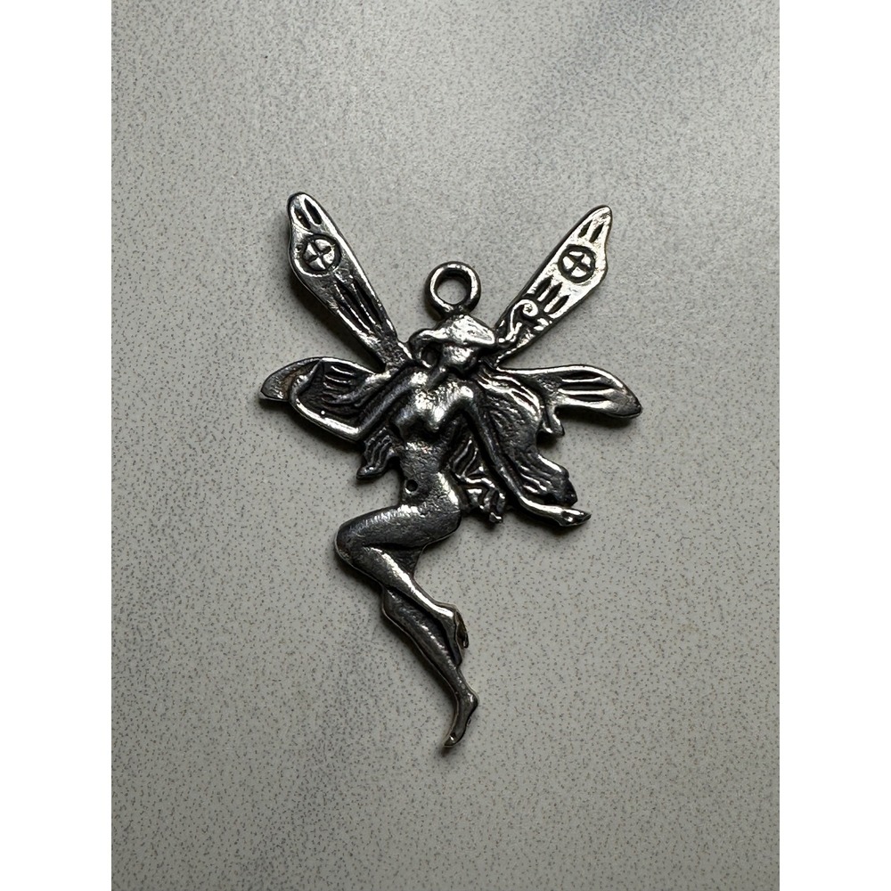 Sterling Silver Fairy Pendant 925 Winged Pixie Charm Whimsigoth Jewelry 2.1g